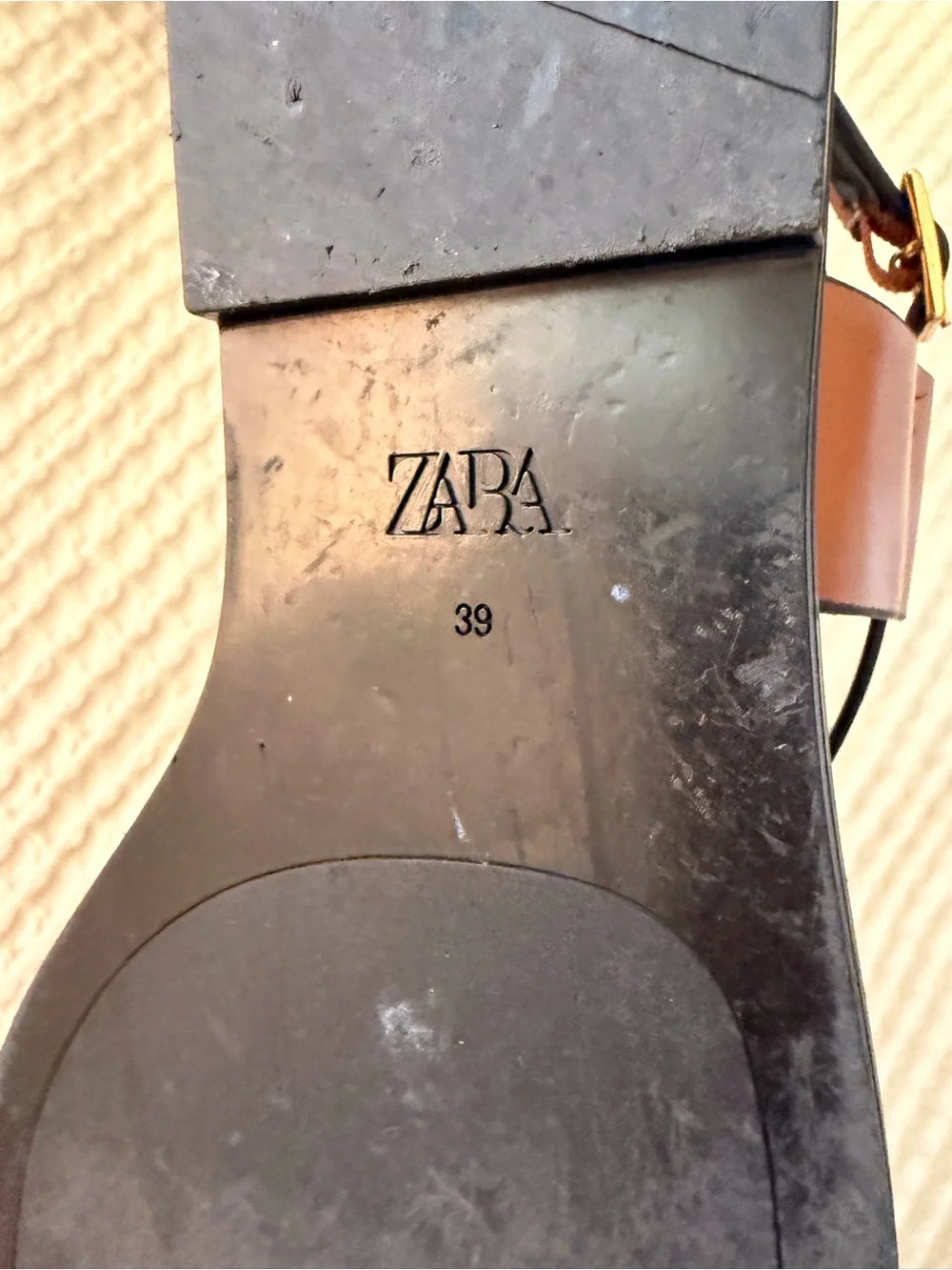 Zara toe ring sandals cognac brown leather - Picture 3 of 3